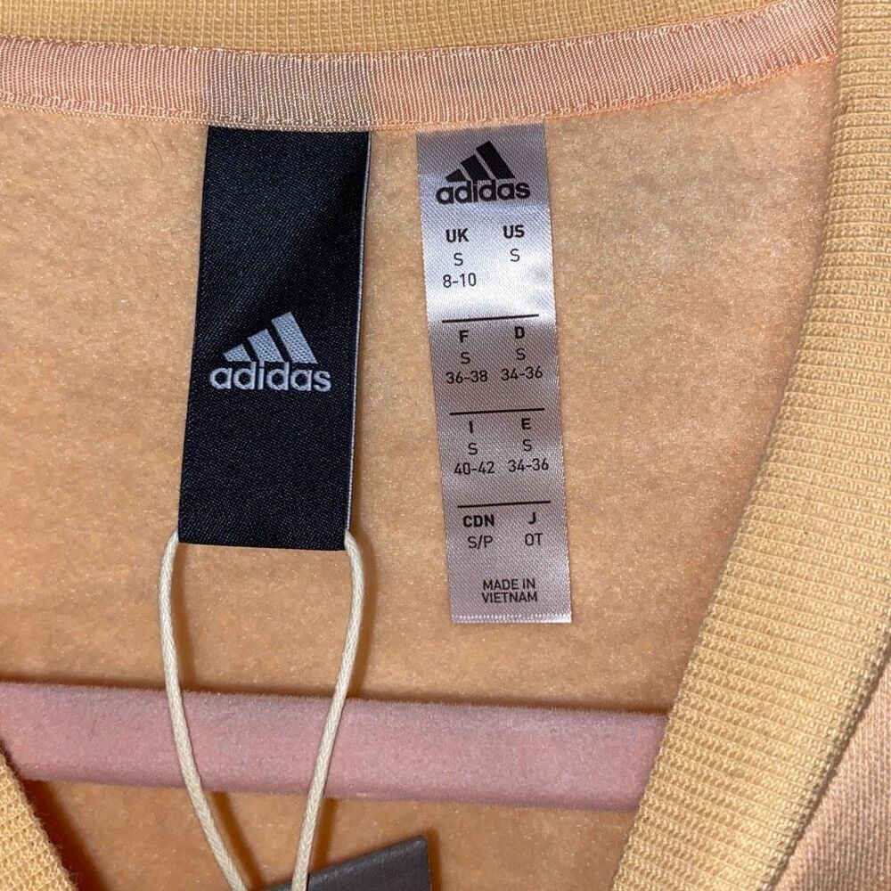 Adidas Womens Sweater Pullover Crewneck Sweatshirt Orange Small Glam Logo Snap S - Picture 4 of 7